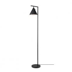 Tristan 65 in. Matte Black Floor Lamp with Pivoting Task Shade and Stepless Rotary Dimmer Switch by Globe Electric