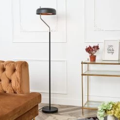 Powell 63 in. Matte Black Floor Lamp with Antique Brass Accents and Dimmer Switch on Socket by Globe Electric -Deals Globe Electric Store matte black globe electric floor lamps 67506 31 1000