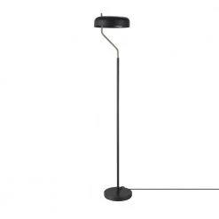 Powell 63 in. Matte Black Floor Lamp with Antique Brass Accents and Dimmer Switch on Socket by Globe Electric