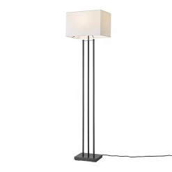 Ricci 62 in. Matte Black Floor Lamp with White Fabric Shade by Globe Electric -Deals Globe Electric Store matte black globe electric floor lamps 67522 1f 1000