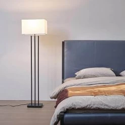 Ricci 62 in. Matte Black Floor Lamp with White Fabric Shade by Globe Electric -Deals Globe Electric Store matte black globe electric floor lamps 67522 31 1000