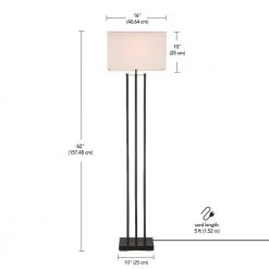 Ricci 62 in. Matte Black Floor Lamp with White Fabric Shade by Globe Electric -Deals Globe Electric Store matte black globe electric floor lamps 67522 44 1000
