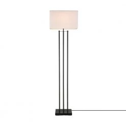 Ricci 62 in. Matte Black Floor Lamp with White Fabric Shade by Globe Electric