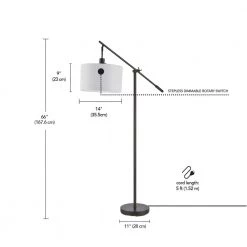 Avellino 66 in. Matte Black Balance Arm Floor Lamp with White Linen Shade by Globe Electric -Deals Globe Electric Store matte black globe electric floor lamps 67525 fa 1000