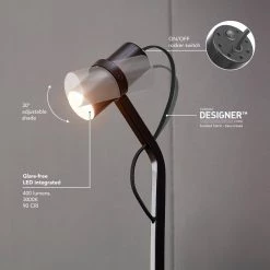 MRDK by Globe 58 in. Matte Black LED Integrated Floor Lamp with Adjustable Shade, On/Off Rocker Switch on Shade by Globe Electric -Deals Globe Electric Store matte black globe electric floor lamps 91002617 44 1000