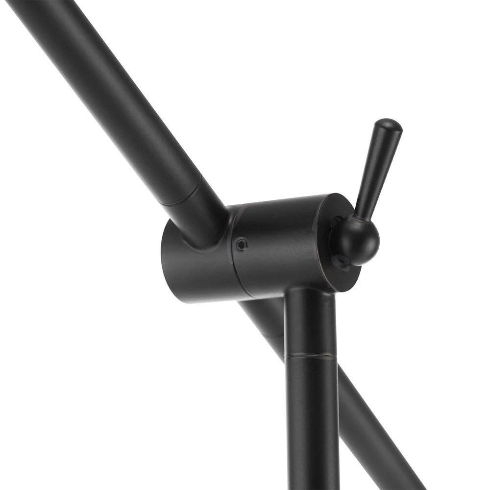 65 in. Matte Black Floor Lamp with Brass Accents and White Shade, On/Off Rotary Switch on Head by Globe Electric 7 65 in. Matte Black Floor Lamp with Brass Accents and White Shade, On/Off Rotary Switch on Head by Globe Electric - Image 7