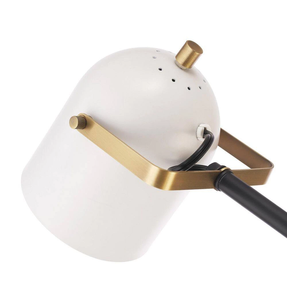 65 in. Matte Black Floor Lamp with Brass Accents and White Shade, On/Off Rotary Switch on Head by Globe Electric 6 65 in. Matte Black Floor Lamp with Brass Accents and White Shade, On/Off Rotary Switch on Head by Globe Electric - Image 6