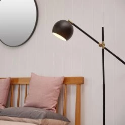 60 in. Matte Black Floor Lamp with Brass Pivot and Matte Black Shade, In-Line On/Off Foot Switch by Globe Electric -Deals Globe Electric Store matte black globe electric floor lamps 91002853 31 1000
