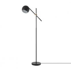 60 in. Matte Black Floor Lamp with Brass Pivot and Matte Black Shade, In-Line On/Off Foot Switch by Globe Electric