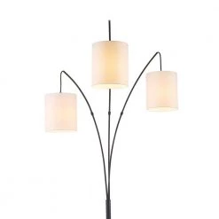 79 in. Matte Black Floor Lamp with White Linen Shade, In-Line On/Off Foot Switch by Globe Electric -Deals Globe Electric Store matte black globe electric floor lamps 91002855 44 1000