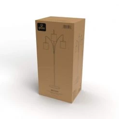 79 in. Matte Black Floor Lamp with White Linen Shade, In-Line On/Off Foot Switch by Globe Electric -Deals Globe Electric Store matte black globe electric floor lamps 91002855 76 1000