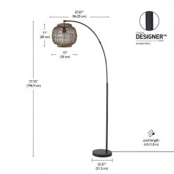 79 in. Matte Black Floor Lamp with Rattan Shade, In-Line On/Off Foot Switch by Globe Electric -Deals Globe Electric Store matte black globe electric floor lamps 91002857 66 1000