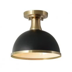 Beckett 10.35 in. 1-Light Matte Black Semi-Flush Mount with Matte Brass Accents by Globe Electric -Deals Globe Electric Store matte black globe electric flush mount lights 60461 77 1000