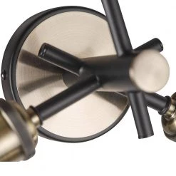 Shipka 10 in. 3-Light Matte Black Semi-Flush Mount with Antique Brass Accents by Globe Electric -Deals Globe Electric Store matte black globe electric flush mount lights 60627 44 1000