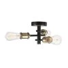 Shipka 10 in. 3-Light Matte Black Semi-Flush Mount with Antique Brass Accents by Globe Electric