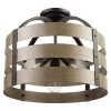 Maddox 16 in. 3-Light Matte Black Flush Mount Ceiling Light with Faux Wood Shade by Globe Electric