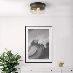 Tayce 13 in. 2-Light Matte Black Flush Mount Ceiling Light with Clear Glass Shade by Globe Electric -Deals Globe Electric Store matte black globe electric flush mount lights 60870 31 1000