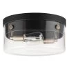 Tayce 13 in. 2-Light Matte Black Flush Mount Ceiling Light with Clear Glass Shade by Globe Electric