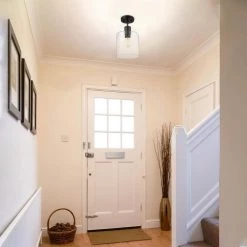 Sedona 14 in. 1-Light Matte Black Flush Mount by Globe Electric -Deals Globe Electric Store matte black globe electric flush mount lights 60982 fa 1000