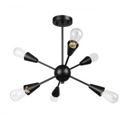 Emmanuelle 19.25 in. 6-Light Matte Black Semi-Flush Mount Ceiling Light by Globe Electric