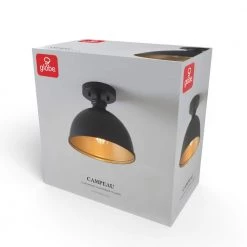 Tallulah 1-Light Matte Black Shade and Gold Interior Flush Mount by Globe Electric -Deals Globe Electric Store matte black globe electric flush mount lights 65736 76 1000