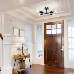 Vane 4-Light Matte Black Flush Mount Ceiling Light by Globe Electric -Deals Globe Electric Store matte black globe electric flush mount lights 66008 1f 1000