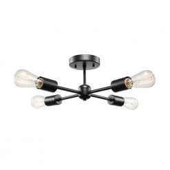 Vane 4-Light Matte Black Flush Mount Ceiling Light by Globe Electric