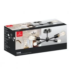 Vane 4-Light Matte Black Flush Mount Ceiling Light by Globe Electric -Deals Globe Electric Store matte black globe electric flush mount lights 66008 76 1000