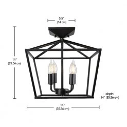 Sheldon 14 in. 4-Light Matte Black Semi-Flush Mount, Light Bulbs Included by Globe Electric -Deals Globe Electric Store matte black globe electric flush mount lights 91000553 4f 1000