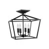 Sheldon 14 in. 4-Light Matte Black Semi-Flush Mount, Light Bulbs Included by Globe Electric