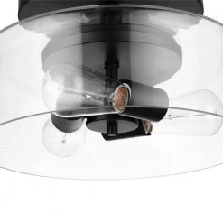 Wendell 13 in. 3-Light Matte Black Semi-Flush Mount with Clear Glass Shade, Vintage Edison Incandescent Bulbs Included by Globe Electric -Deals Globe Electric Store matte black globe electric flush mount lights 91000558 4f 1000