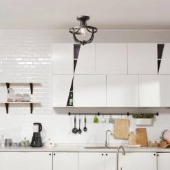 12 in. 1-Light Matte Black Semi-Flush Mount Ceiling Light by Globe Electric 19 12 in. 1-Light Matte Black Semi-Flush Mount Ceiling Light by Globe Electric -Deals Globe Electric Store matte black globe electric flush mount lights 91002836 31 1000