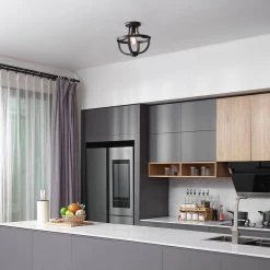 12 in. 1-Light Matte Black Semi-Flush Mount Ceiling Light by Globe Electric 14 12 in. 1-Light Matte Black Semi-Flush Mount Ceiling Light by Globe Electric -Deals Globe Electric Store matte black globe electric flush mount lights 91002836 4f 1000