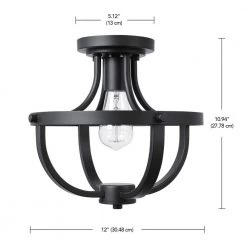 12 in. 1-Light Matte Black Semi-Flush Mount Ceiling Light by Globe Electric 12 12 in. 1-Light Matte Black Semi-Flush Mount Ceiling Light by Globe Electric -Deals Globe Electric Store matte black globe electric flush mount lights 91002836 66 1000