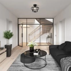 12 in. 1-Light Matte Black Semi-Flush Mount Ceiling Light by Globe Electric 13 12 in. 1-Light Matte Black Semi-Flush Mount Ceiling Light by Globe Electric -Deals Globe Electric Store matte black globe electric flush mount lights 91002836 c3 1000