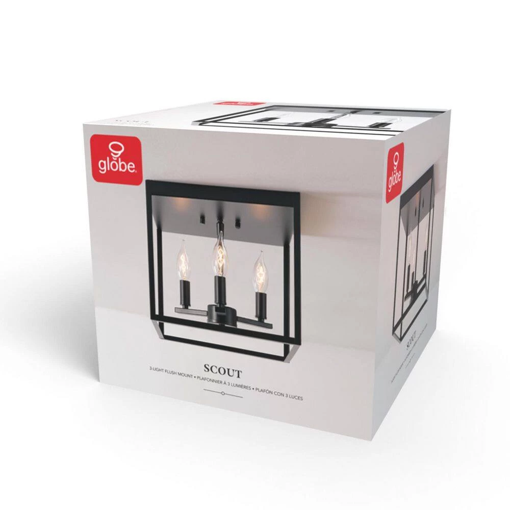 11 in. 3-Light Matte Black Flush Mount Ceiling Light by Globe Electric 8 11 in. 3-Light Matte Black Flush Mount Ceiling Light by Globe Electric - Image 8