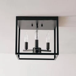 11 in. 3-Light Matte Black Flush Mount Ceiling Light by Globe Electric 15 11 in. 3-Light Matte Black Flush Mount Ceiling Light by Globe Electric -Deals Globe Electric Store matte black globe electric flush mount lights 91002838 fa 1000