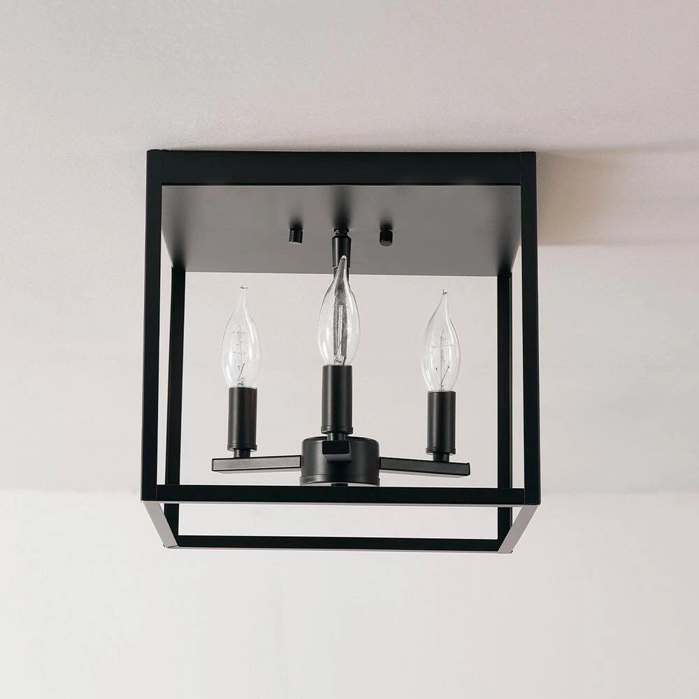 11 in. 3-Light Matte Black Flush Mount Ceiling Light by Globe Electric 7 11 in. 3-Light Matte Black Flush Mount Ceiling Light by Globe Electric - Image 7