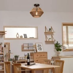 12 in. 1-Light Matte Black Flush Semi-Flush Mount Ceiling Light with Natural Twine Shade by Globe Electric 17 12 in. 1-Light Matte Black Flush Semi-Flush Mount Ceiling Light with Natural Twine Shade by Globe Electric -Deals Globe Electric Store matte black globe electric flush mount lights 91002839 31 1000