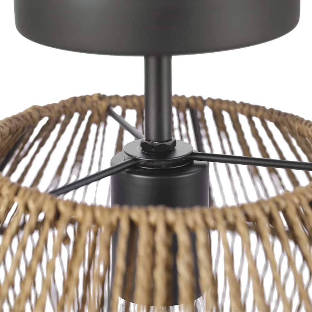 12 in. 1-Light Matte Black Flush Semi-Flush Mount Ceiling Light with Natural Twine Shade by Globe Electric 6 12 in. 1-Light Matte Black Flush Semi-Flush Mount Ceiling Light with Natural Twine Shade by Globe Electric - Image 6