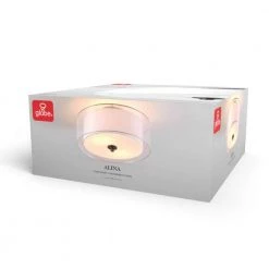 15 in. 2-Light Matte Black Semi-Flush Mount Ceiling Light with White Linen Inner Shade and White Organza Outer Shade by Globe Electric -Deals Globe Electric Store matte black globe electric flush mount lights 91002843 76 1000