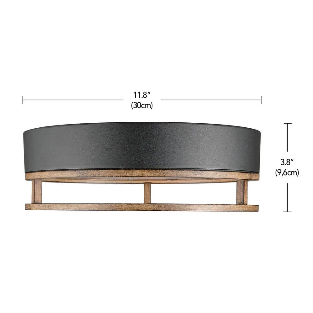 Ray 1-Light Mate Black 18.5-Watt LED Integrated Outdoor Indoor Flush Mount Ceiling Light with Faux Wood Accent by Globe Electric 5 Ray 1-Light Mate Black 18.5-Watt LED Integrated Outdoor Indoor Flush Mount Ceiling Light with Faux Wood Accent by Globe Electric - Image 5
