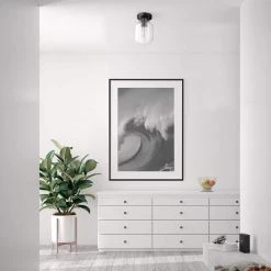 Middleton 1-Light Matte Black Outdoor Indoor Flush Mount Ceiling Light with Clear Glass Shade by Globe Electric -Deals Globe Electric Store matte black globe electric outdoor flush mount lights 44678 1f 1000