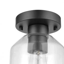 Middleton 1-Light Matte Black Outdoor Indoor Flush Mount Ceiling Light with Clear Glass Shade by Globe Electric -Deals Globe Electric Store matte black globe electric outdoor flush mount lights 44678 44 1000