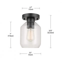 Middleton 1-Light Matte Black Outdoor Indoor Flush Mount Ceiling Light with Clear Glass Shade by Globe Electric -Deals Globe Electric Store matte black globe electric outdoor flush mount lights 44678 fa 1000