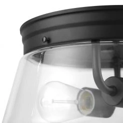 Aleyna 2-Light Matte Black Outdoor/Indoor Flush Mount Light with Clear Glass Shade by Globe Electric -Deals Globe Electric Store matte black globe electric outdoor flush mount lights 44777 4f 1000