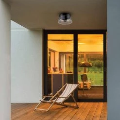 Aleyna 2-Light Matte Black Outdoor/Indoor Flush Mount Light with Clear Glass Shade by Globe Electric -Deals Globe Electric Store matte black globe electric outdoor flush mount lights 44777 c3 1000