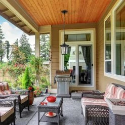 Augusta 1-Light Matte Black Outdoor Indoor Pendant Lighting with Seeded Glass Shade by Globe Electric -Deals Globe Electric Store matte black globe electric outdoor pendant lights 44189 4f 1000