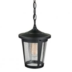 Augusta 1-Light Matte Black Outdoor Indoor Pendant Lighting with Seeded Glass Shade by Globe Electric -Deals Globe Electric Store matte black globe electric outdoor pendant lights 44189 c3 1000