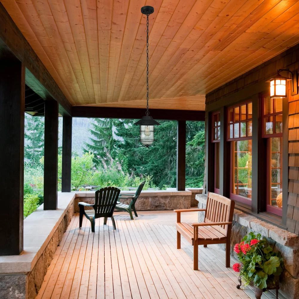 Matthews Matte Black Outdoor/Indoor 1-Light Hanging Pendant with Seeded Glass Shade by Globe Electric 2 Matthews Matte Black Outdoor/Indoor 1-Light Hanging Pendant with Seeded Glass Shade by Globe Electric - Image 2